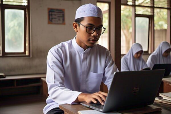 Menatap Masa Depan dengan Kecerdasan Santri Sedang berpikir