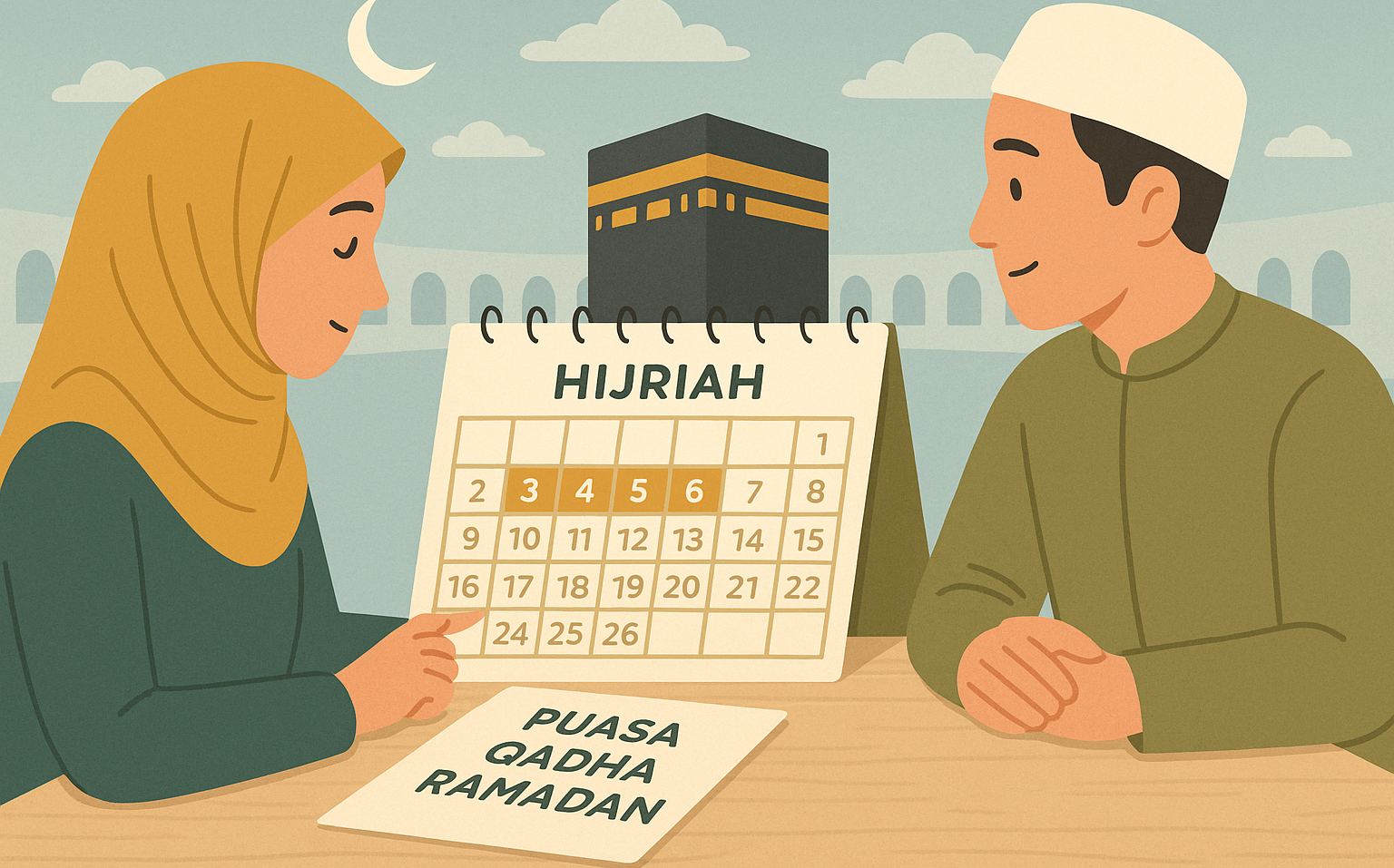 Ilusrasi menggabungkan puasa sunah dan qadla