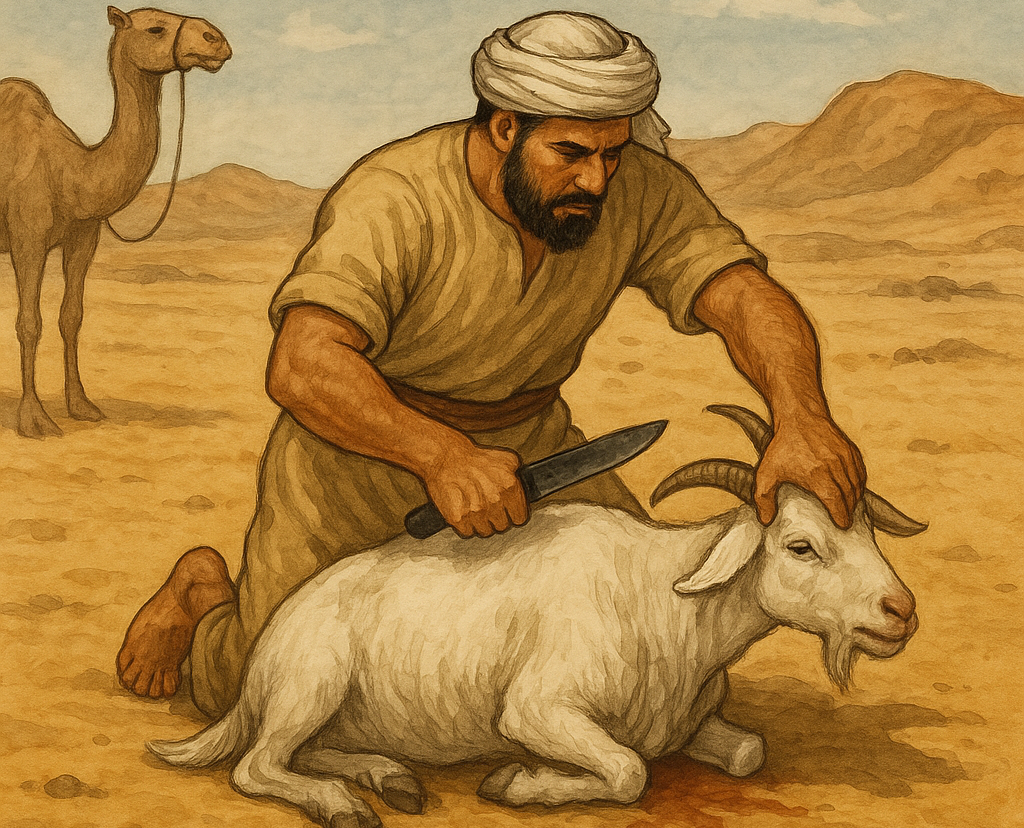 Ilustrasi penyembelihan kurban masa rasul