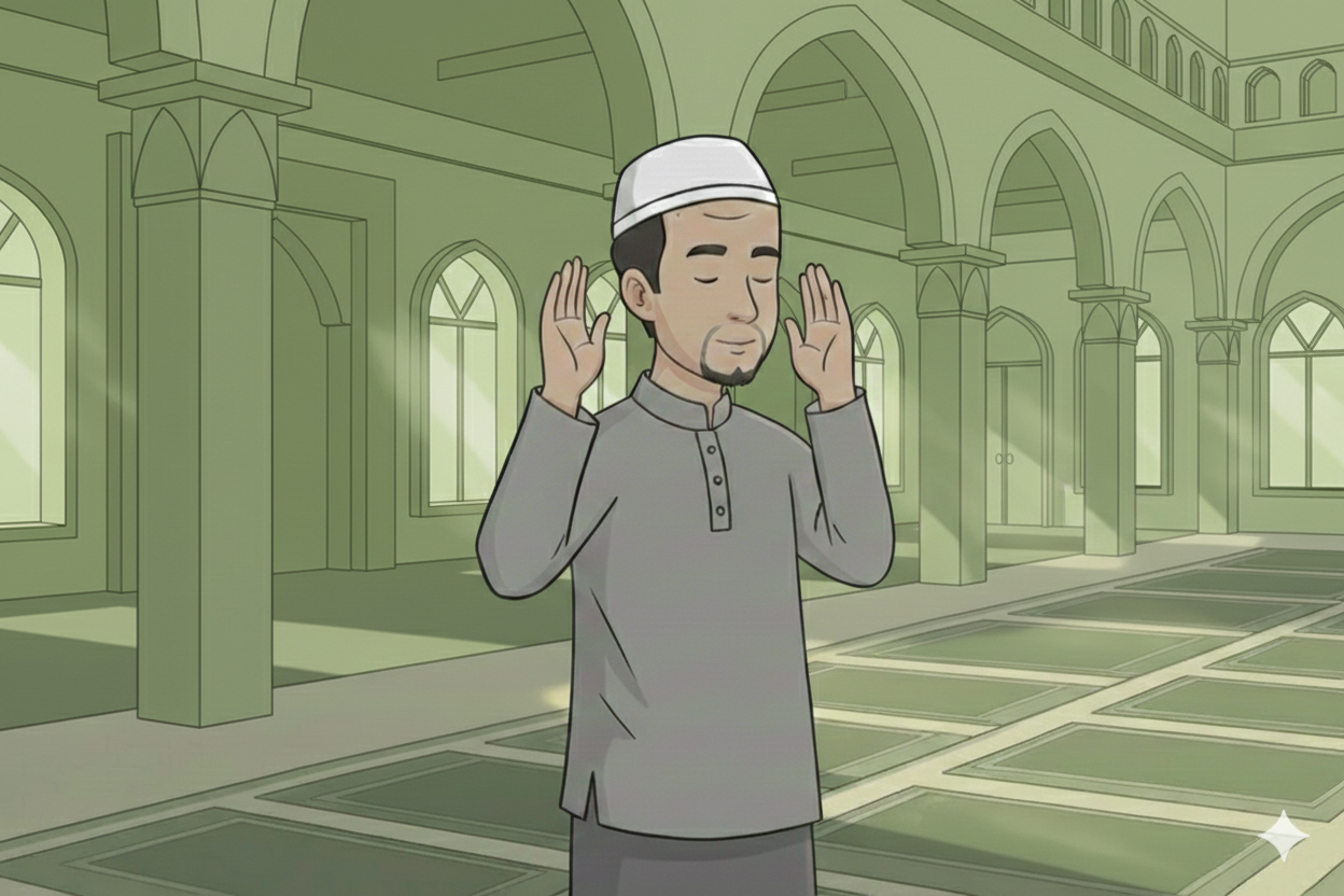 seseorang sedang takbiratul ihram