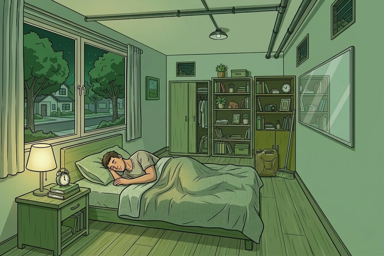 Seseorang sedang tidur dengan posisi miring ke kanan