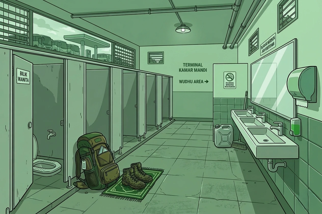 ilustrasi kamar mandi di terminal ataupun fasilitas umum lainnya