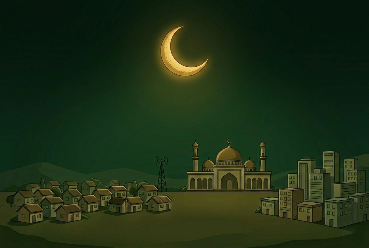 Ilustrasi suasana malam Lailatul Qodar
