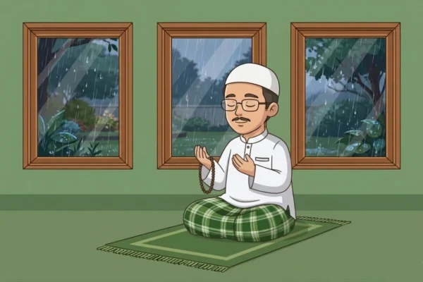Seorang pria berdoa di waktu mustajab
