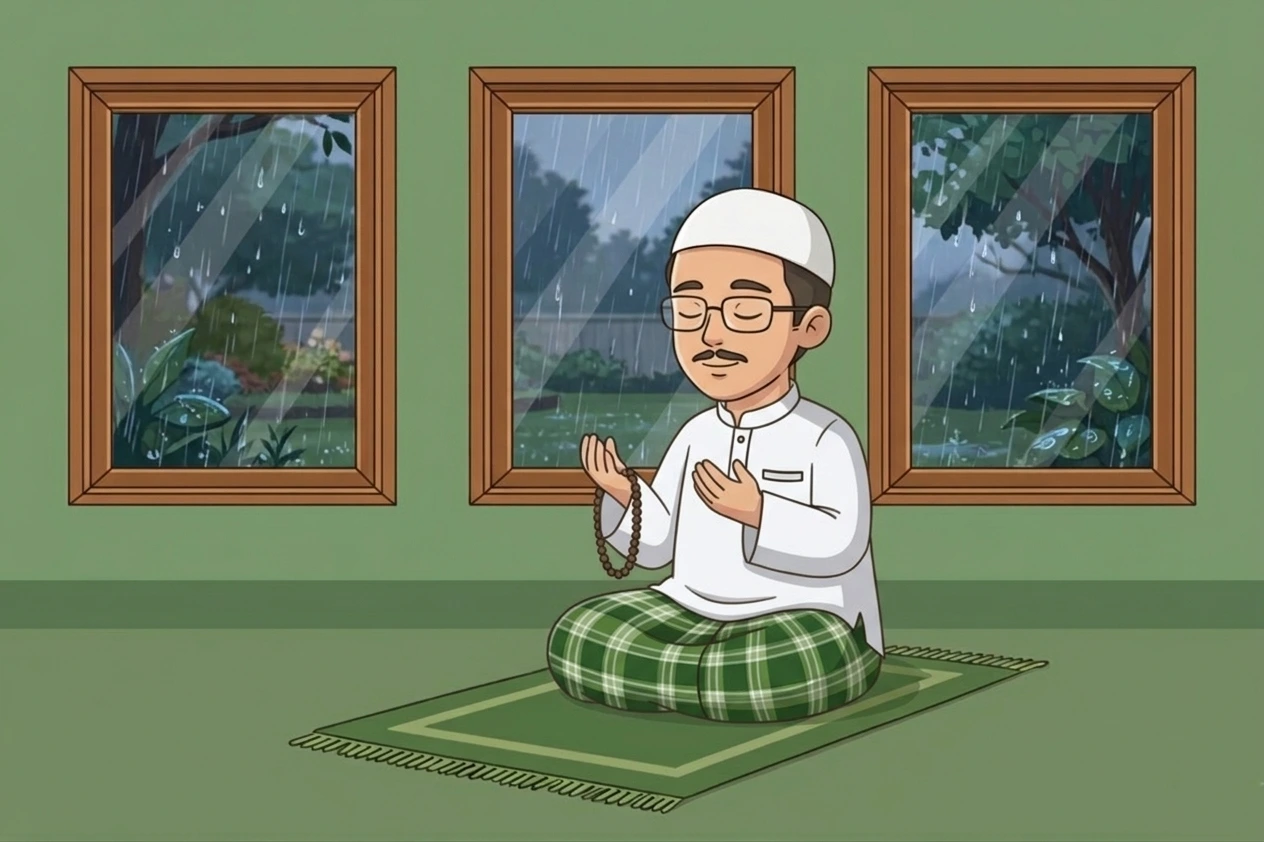 Seorang pria berdoa di waktu mustajab